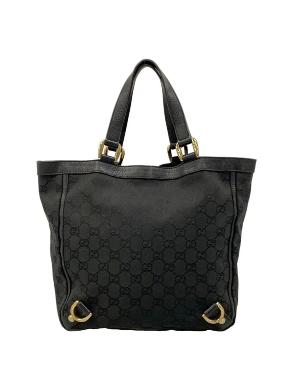 Gucci Tote Abbey GG Pattern Black Leather